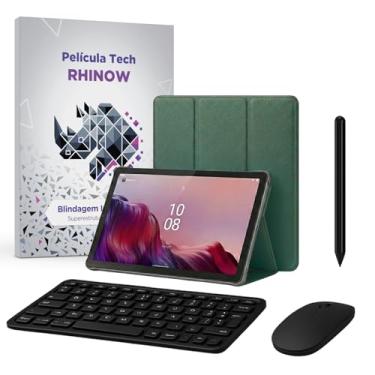 Imagem de Kit Capa Preta Slim para Lenovo Tab M9 + Película de vidro + Caneta Precision + Teclado + Mouse Bluetooth (Verde Escuro)