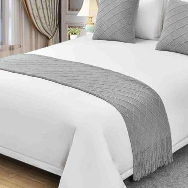 Imagem de Cachecol para cama de hotel, cor sólida, tecido de malha, lençol, sofá, cobertor decorativo, moderno, sem desbotamento, protetor de cama para cama de solteiro queen size - cinza||Apenas 1 fronha 45 x