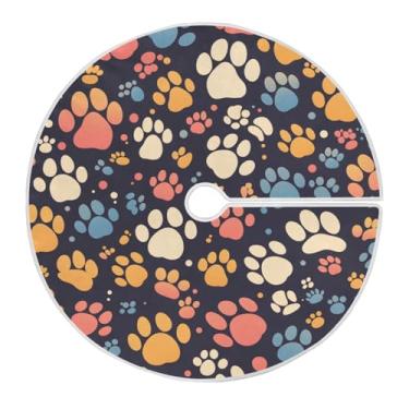 Imagem de ATTX Saia de árvore de Natal colorida com pata de gato, 129 cm, decoração festiva para festas de Natal e Ano Novo #44