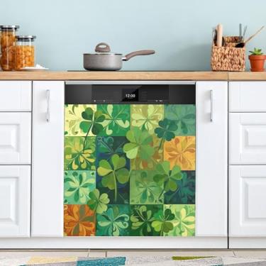 Imagem de ATTX Capa magnética para lava-louças Green Clovers, 58,4 cm C x 66 cm A, decoração da capa da máquina de lavar louça, decalques de armário doméstico e eletrodomésticos adesivos #30