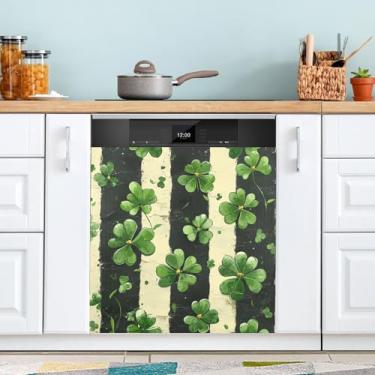Imagem de ATTX Capa magnética para lava-louças de trevos do Dia de São Patrício, 58,4 cm C x 66 cm A, decoração da capa da máquina de lavar louça, decalques de armário doméstico e eletrodomésticos adesivos #98