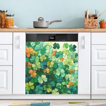 Imagem de ATTX Capa magnética para lava-louças Green Clovers, 58,4 cm C x 66 cm A, decoração da capa da máquina de lavar louça, decalques de armário doméstico e eletrodomésticos adesivos #38