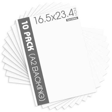 Imagem de Mat Board Center, pacote com 10 placas de suporte brancas A2, suporte de papelão para moldura de 40 x 60 cm, impressão, arte, foto e mais