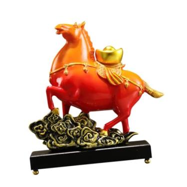 Imagem de KiBcsLic Estátua de Cavalo Decorativa para Mesa, Peça Central em Resina, Estatueta Feng Shui, Estátua de Animal para Sala de Estar, Lareira, Presente para, Laranja