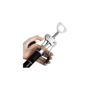 Imagem de Saca Rolhas Manual para Garrafa de Vinho, Aço Inox, Duas Alavancas, 16cm, Cromado, Resistente