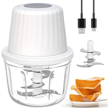 Imagem de Mini Picadora de Comida Elétrica de 400ml e 250ml com Bateria Recarregável USB, 6 ou 3 Lâminas - Cortador de Alho Portátil & Picadora de Legumes, Moedor Multifuncional de Frutas e Carne Vendido por