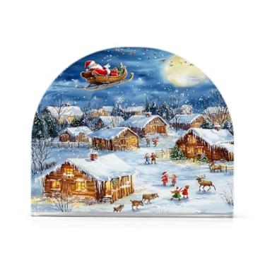 Imagem de xigua Papai Noel sentado em um porta-guardanapos de trenó para mesas - Porta-guardanapos para cozinha, porta-guardanapos de mesa, porta-guardanapos de coquetel, porta-guardanapos de papel349