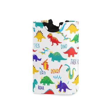 Imagem de xigua Cesto de roupa grande de dinossauros coloridos com alça, cesto de roupas dobrável para organização de brinquedos e roupas no quarto, banheiro e lavanderia