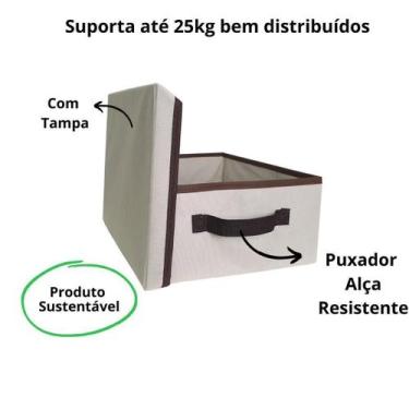 Imagem de Caixa Organizadora Em Tecido De 28X15X38Cm Com Alça E Tampa - Organibo