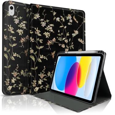Imagem de Lyfatz Capa para iPad 11th (A16) 27.9 cm 2025 / 10ª geração 10.9 cm 2022, lindas flores floridas elegantes design de estética capa protetora com suporte para lápis, antiderrapante, antichoque - floral