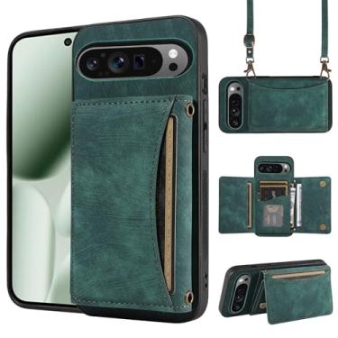 Imagem de Capa de telefone para Google Pixel 10 Pro XL carteira com alça de ombro transversal, suporte de cartão de couro PU bolso fino suporte acessórios para celular bolsa flip para celular Pixel10 10Pro LX