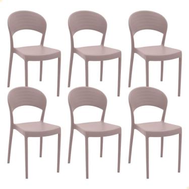 Imagem de Kit 6 Cadeiras Tramontina Sissi Em Polipropileno e Fibra De Vidro Fechada Camurça 92046421