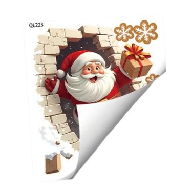 Imagem de WeiLaiKeQi Adesivos de parede do Papai Noel, adesivos de parede de Natal, decoração natalina para geladeira, Style B