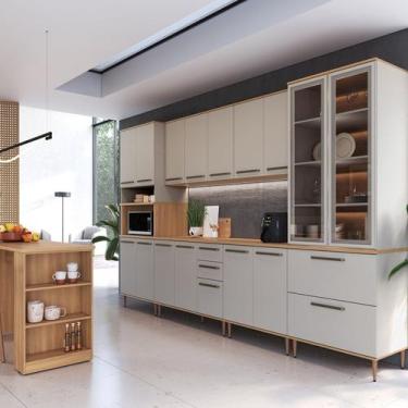 Imagem de Cozinha modulada completa 8 peças com cristaleira 16 portas 2 gavetas 