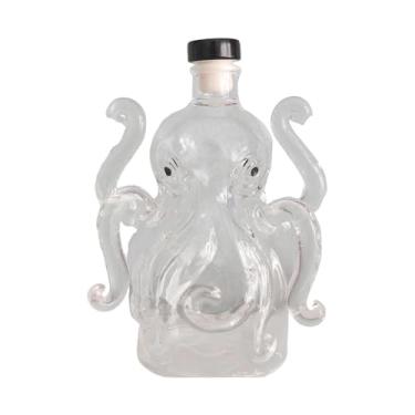 Imagem de Bothyi Decantador de uísque em formato de polvo, presente masculino, garrafa de vinho decorativa e divertida de 320ml, transparente, para clubes,