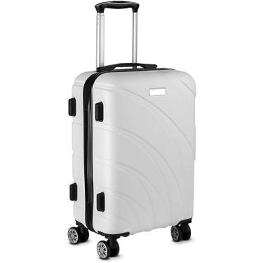 Imagem de Mala Média 52L Easy Travel Branca – Rodas 360°, Alça Retrátil, Interior Organizado, Resistente e Compacta, Ideal para Viagens de Férias, Trabalho e Avião