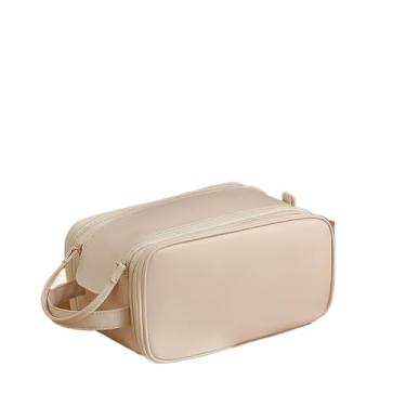 Imagem de Necessaire Feminina, Estilo Com Abertura em Forma de U de Grande Capacidade, PortáTil Para Viagem(Creme)