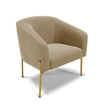 Imagem de Poltrona Pé De Ferro Dourado Sala De Estar Stella Suede Marrom Rato D03 - D'rossi