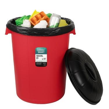Imagem de Lixeira Multiuso 61 Litros Com Tampa Para Coleta, Organização - Vermelho