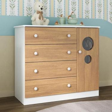 Imagem de Cômoda Infantil 95cm 1 Porta Com Vidro E 4 Gavetas Pirulito Multimóvei