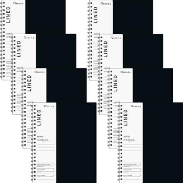 Imagem de Rinrda Caderno grande forrado em espiral 21,6 cm x 28 cm, pacote com 8 cadernos forrados, caderno de capa dura pautado de 7 mm, 120 páginas, caderno de papel grosso de 100 g/m², diário de capa dura