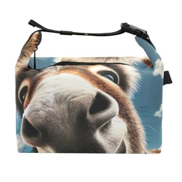 Imagem de TSENQUE Lancheira personalizada com estampa de burro fofa para mulheres e meninas, alça de ombro ajustável, para trabalho, isolamento floral