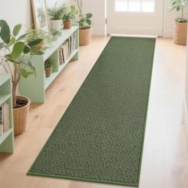 Imagem de COSY HOMEER Tapete de corredor de corredor 2'7"x10' antiderrapante lavável tapete de entrada tapete absorvente resistente a manchas tapete corredor para corredores, entrada e lavanderia, verde