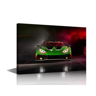 Imagem de TUMOVO Pintura Hypercar pôsteres verde carro esportivo casa decoração para sala de estar impressão em tela de carro de luxo arte de parede para escritório quarto arte moderna giclée emoldurado pronto