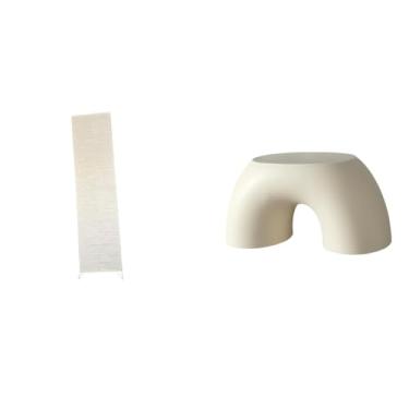 Imagem de Whtkoph Luminária de Papel para Sala de Estar com Cúpula E Banquinho Multifuncional para Calçar Sapatos, Ideal para Decoração de Casa.