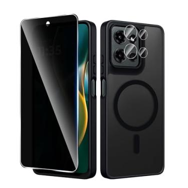 Imagem de Yskbilm Capa para Moto G 2025, com protetor de tela de privacidade e protetor de lente de câmera, [militar à prova de choque] capa traseira fina para celular Moto G 2025, preta