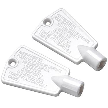 Imagem de QDiShi 2 peças de chave de fechadura de porta de freezer 297147700, chaves de substituição de plástico branco para freezer Frigidaire compatível com Kenmore Gibson GE Kelvinator Tappan Crosley