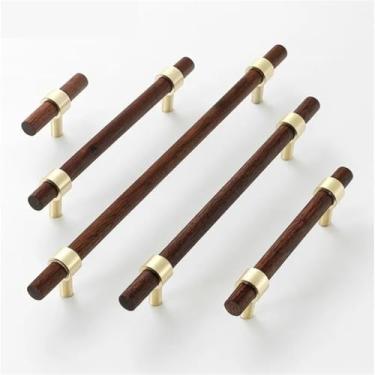 Imagem de Puxadores de porta de móveis de acrílico puxadores de gaveta de armário de liga de zinco puxadores de madeira para armário de porta de armário 1 peça (madeira de nogueira 160 mm)