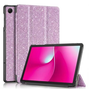 Imagem de Caweet Capa para T-Mobile Revvl Tab 2 10,1 polegadas lançado em 2025, capa traseira rígida leve com suporte triplo com fecho magnético, roxo brilhante