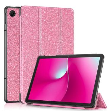 Imagem de Caweet Capa para T-Mobile Revvl Tab 2 10,1 polegadas lançado em 2025, capa traseira rígida leve com suporte triplo com fecho magnético, rosa brilhante
