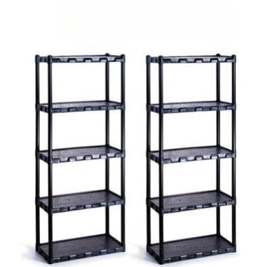Imagem de Kit 2 Estantes Organizadoras Multiuso com 5 Prateleiras | Estante Modular de Plástico para Cozinha Quarto Escritório(KIT c/ 5 Prateleiras)
