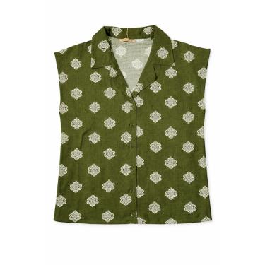 Imagem de Blusa Feminina  Floral Estampada Sem Manga com Abotoamento