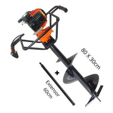 Imagem de Perfurador De Solo a Gasolina Vulcan Trent Com Broca 80x30cm + Extensão de 60cm