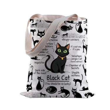 Imagem de BLUPARK Sacola Anatomy Of A Black Cat Tote Bag Cats Mom Shopping Bag Cat Lovers Gift for Mom Dad BFF, Gato preto