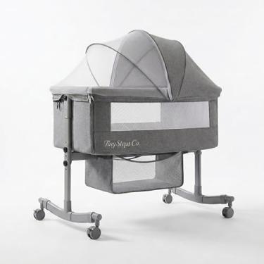 Imagem de Berço Bebê Portátil Co-Bed TINY STEPS CO Moises Acoplado Altura Ajustável com Mosquiteiro Multifuncional