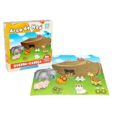 Imagem de Quebra Cabeça Infantil De Madeira Arca De Noé 60 Peças - Nig Brinquedo