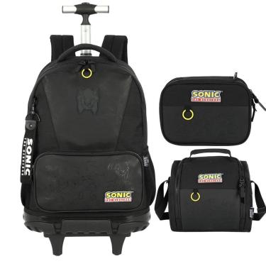 Imagem de Kit Mochila de Rodinhas Lancheira Estojo Juvenil Sonic-Masculino