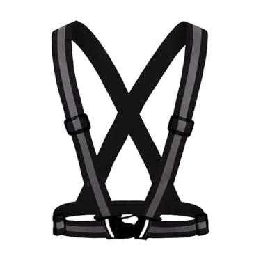 Imagem de Colete refletivo de segurança para esportes | Leve, ajustável e elástico | Segurança e alta visibilidade para corrida, corrida, caminhada, ciclismo | Serve para roupas ao ar livre – jaqueta/equipamento de motocicleta, Preto