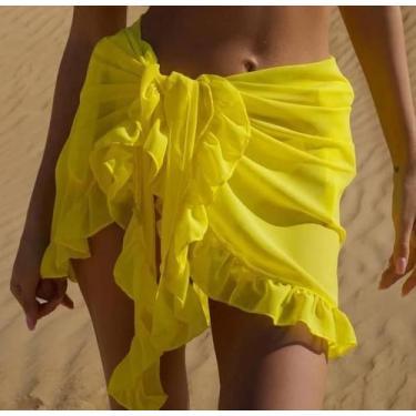 Imagem de Saia Curta De Biquíni Com Babados Em 6 Cores Para Mulheres, Proteção S