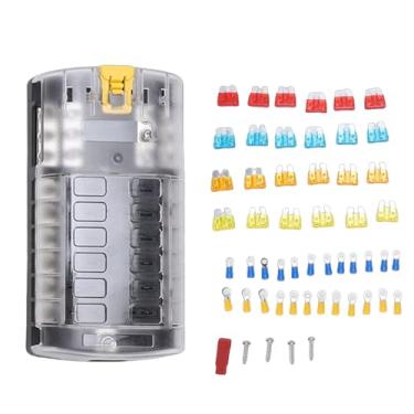 Imagem de Yinhing Caixa de 12 Vias Com Tampa e Indicador LED 24 Fusíveis 24 Terminais Suporte de Painel Isolado à Prova de água e Poeira para Aplicações Marítimas Automotivas PBT PC Cobre