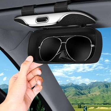 Imagem de Asixxsix Suporte de óculos de Sol para Viseira de Carro, Suporte de óculos de Sol de Carro, Estojo Protetor de Automotivos, Caixa Organizadora de Internos, Acessórios de (Preta)