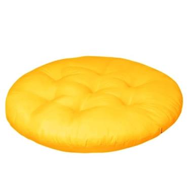 Imagem de Almofada Para Cadeira Redonda 80x80 cm Com Futon Para Decoração Cadeira Sofá Quarto (Amarelo)
