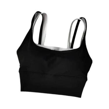 Imagem de Top De Yoga Feminino Com Bloco De Cores E Alças, Camisola De Fitness -