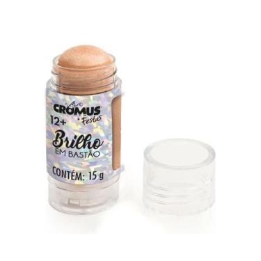 Imagem de Iluminador em stick com glitter facial e corporal dourado 6cm para maq