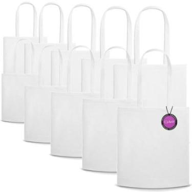 Imagem de Kit 10x Sacolas Ecobag em TNT Premium 37x41cm Termo Selado Malta TopGet-Unissex