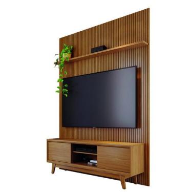 Imagem de Painel Suspenso Frisado C/ Rack Bancada 4 Pés 2 Portas Deslizantes Sal